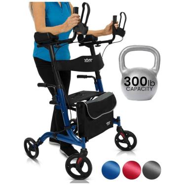 Imagem de Andador Adulto Idoso com Freios de Loop Apoio de Braço, Cesto e Freios de Loop, Suporta até 136 Quilos, VIVE MOBILITY, Azul