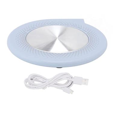 Imagem de Caneca de café aquecedor de mesa elétrico copo aquecedor usb aquecimento rápido 55 °c temperatura constante aquecedor de copo para escritório uso doméstico azul