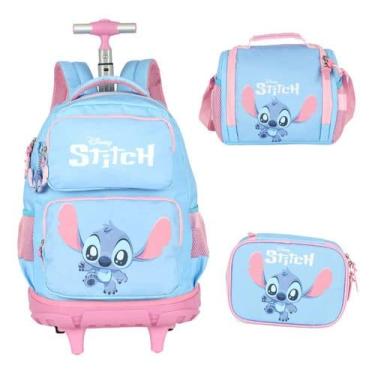 Imagem de Kit Mochila Com Rodinhas Escolar Baby Stitch Original - Luxcel, Azul