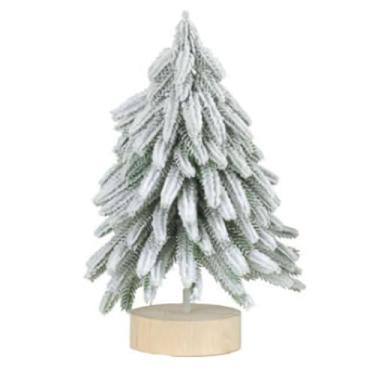 Imagem de Árvore de Natal flocada de neve artificial, enfeite de árvore de Natal de mesa para presente de decoração de escritório (branco, médio)