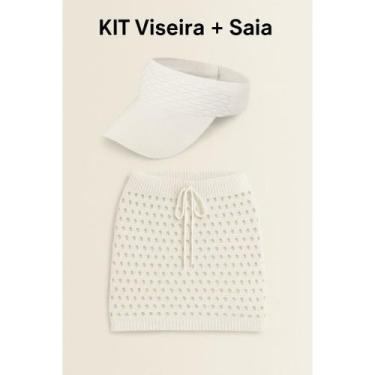 Imagem de KIT Saia e Viseira Saída de Praia Piscina Tendencia Verão Em Tricô - N