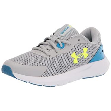 Imagem de Under Armour Surge 3 – Tênis de corrida masculino, Mod cinza (100)/amarelo de alta visibilidade, 3.5 Big Kid