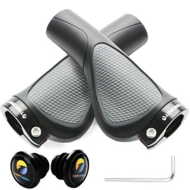 Imagem de Alças de bicicleta TOPCABIN Ergonomic Widen Rubber em preto e cinza