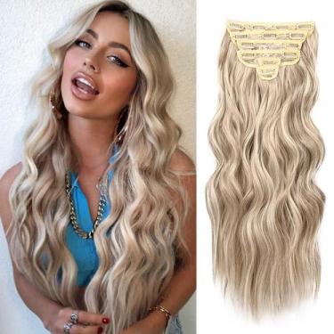 Imagem de Extensões de cabelo NAYOO Clip em loira encaracolada ondulada de 50 cm