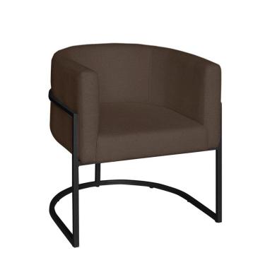 Imagem de Poltrona Base Industrial Preto Sala De Estar Lety Veludo S05 - D'rossi Cor Chocolate