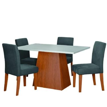 Imagem de Conjunto Sala de Jantar Mesa 1,36m Trento 4 Cadeiras Trieste Dobuê