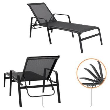 Imagem de Kit 2 Cadeira Espreguiçadeira Sevilha Tela Sling Alumínio Praia Piscin