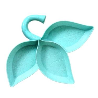 Imagem de Prato de molho em forma de folha, prato de molho com 3 compartimentos, suporte de aperitivo, tigela de molho com design de vários compartimentos para jantar, casa, cozinha