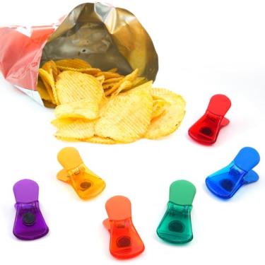 Imagem de Clipes de chips, pacote com 6 clipes magnéticos grandes de vedação de alimentos, clipes de vedação de cores sortidas para lascas