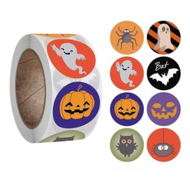 Imagem de Adesivos de Halloween - Etiquetas autoadesivas multifuncionais de fantasma e abóbora para caixas de embalagem e artesanato (estilo 3)