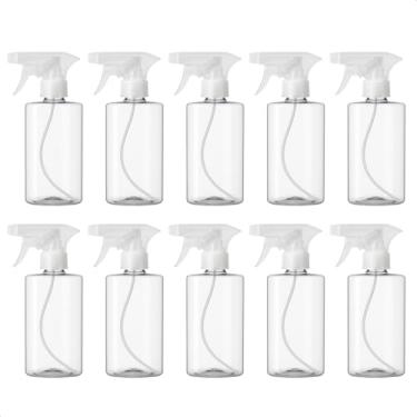 Imagem de Kit 10 Frasco Cilindrico Borrifador Spray Natural Pulverizador com Válvula Multiuso Transparente 300ml