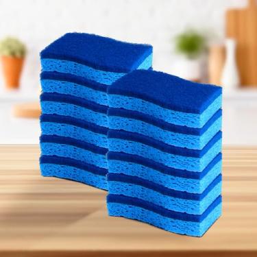 Imagem de Pacote com 12 esponjas antiarranhões, almofadas de limpeza de dupla face para pratos, panelas antiaderentes, cozinha e banheiro - pode ser lavado na lava-louças