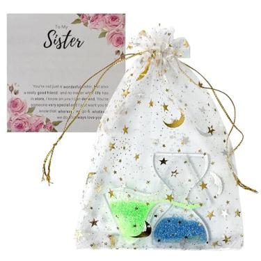 Imagem de Temporizadores de ampulheta de areia com cartão, ampulheta luminosa que brilha no escuro para decoração de casa de escritório para minha irmã