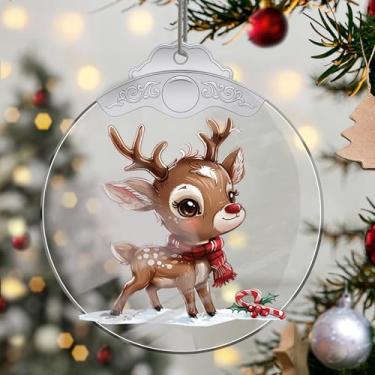 Imagem de Enfeites de Natal pendurados em cristal de alce, enfeites de árvore de Natal feitos à mão, decoração de carro e casa - presentes de Natal, decoração de artesanato em acrílico, ideias de troca de