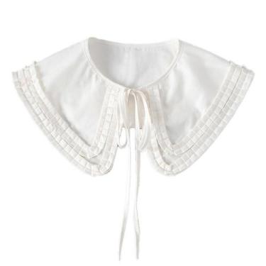 Imagem de Blusa de renda falsa com padrão quadrado removível para mulheres - Yiw