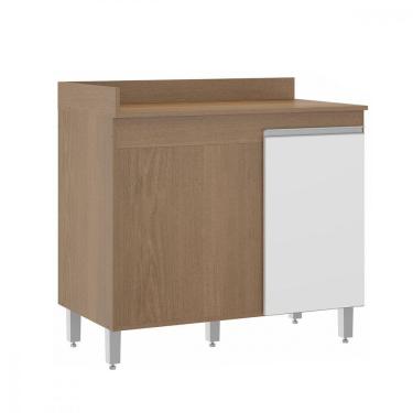 Imagem de Balcão Canto Reto Para Cozinha Modulada Mdp Menu Móveis Avelã Branco