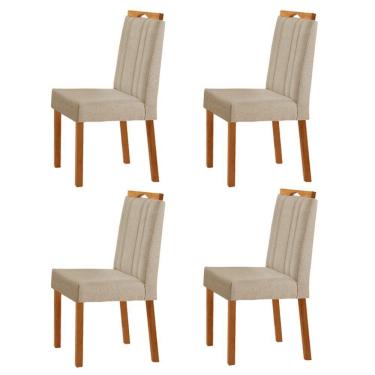 Imagem de Kit 4 Cadeiras ágata Com Puxador Móveis Minas Cor Linho Bege
