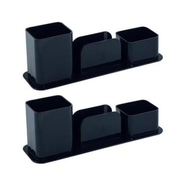 Imagem de Kit 2 Porta objetos, canetas, clips e lembrete Preto Dello