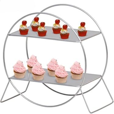 Imagem de Bandeja Gigante Com Duas Camadas Para Roda Gigante, 30 Cm Kit Para Assar E Servir(prata)