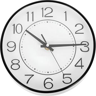 Imagem de Relógio de Parede, Preto, 26cm Diâmetro, Design Minimalista, Silencioso, Números Grandes, Alimentado por Pilha