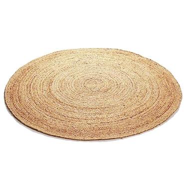 Imagem de Savi Home Tapete de juta tecido à mão - redondo de 2,4 m - natural - rústico vintage bege trançado reversível tapete - tapetes ecológicos para fazenda, quarto, cozinha e sala de estar.
