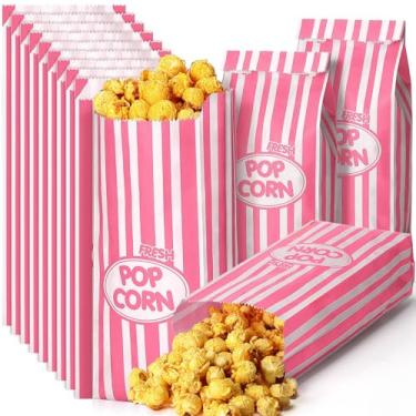 Imagem de Sherr 500 unidades de sacos de pipoca descartáveis com listras retrô a granel para noites de cinema, Natal, circo, carnaval, lembrancinhas, festa de aniversário, suprimentos para eventos, acessórios