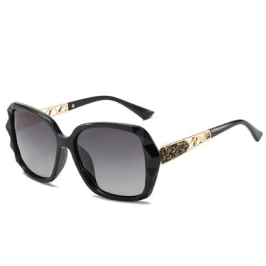 Imagem de HCHES Óculos de Sol Clássicos de Luxo Femininos Polarizados com Armação Grande e Elegantes com Proteção UV400 - Estilo Vintage (Preto)
