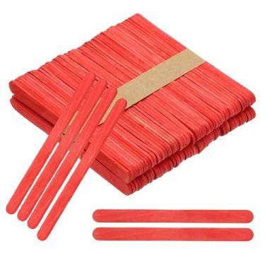 Imagem de PATIKIL Pacote com 100 bastões de artesanato, palitos de madeira de 11 cm para artesanato, sorvete, faça você mesmo, projetos de arte em casa, designs criativos, educação, vermelho