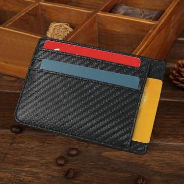 Imagem de Carteira masculina fina com bolso frontal minimalista com vários compartimentos, organizador compacto de viagem para negócios, Preto, C, Casual
