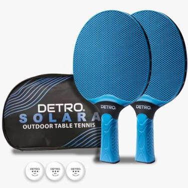 Imagem de DETRO Conjunto de raquete e bolas de tênis de mesa para 2 jogadores ao ar livre com estojo de transporte.