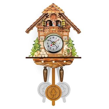 Imagem de Relógio de parede cuco nórdico relógio criativo de madeira faça você mesmo personalizado sala de estar parede pendurado pop 003