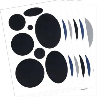 Imagem de OIIKI 48 peças de remendos de reparo de jaqueta acolchoada, 6 folhas à prova d'água para furos, fita adesiva de reparo de tecido de nylon autoadesiva pré-cortada para tendas de casaco - preto, azul e