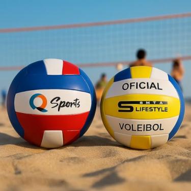 Imagem de Bola Voleibol Oficial Vinil PVC Reforçado Antifuros Couro Sintético Esporte Jogo Treino Profissional