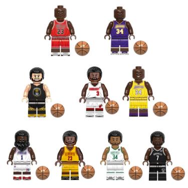 Imagem de Kit 9 Bonecos Jogadores Basquete Americano Blocos De Montar