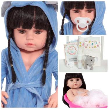 Imagem de Bebe Reborn Menina Morena 46cm Saída de Banho Elefantinho - Cegonha Re