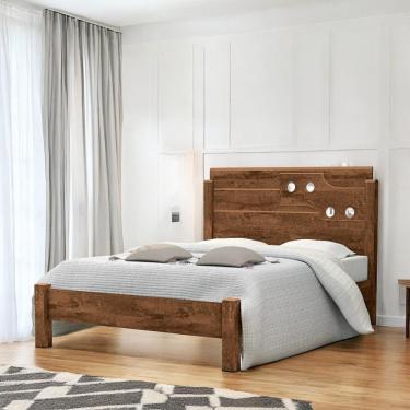 Imagem de Cama Casal Com Aplique Espelho Luiza Malbec