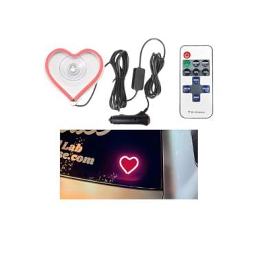 Imagem de FALVFUN Luz ambiente de LED para carro, luz neon de veículo USB Love Heart com controle remoto para triângulo ou janela traseira, acessórios de decoração de lâmpada de atmosfera interior automotiva