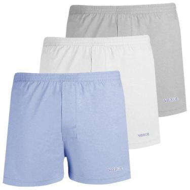 Imagem de Kit c/3 Cuecas Vierge Samba-Canção 100% Malha em Algodão - 0297, Azul,