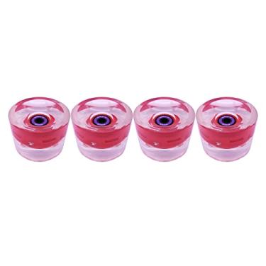 Imagem de Rodas de skate flash LED 70 mm - material PU, reduz a vibração, durômetro de 80 A - perfeito para esportes de parque e patinação de rua em cruzeiro - vermelho roxo