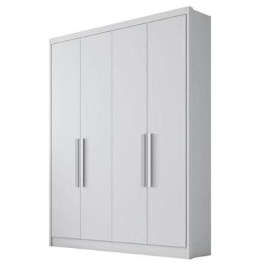Imagem de Guarda Roupa Solteiro Sevilha 4 Portas 3 Gavetas Neve Com Nicho - Novo