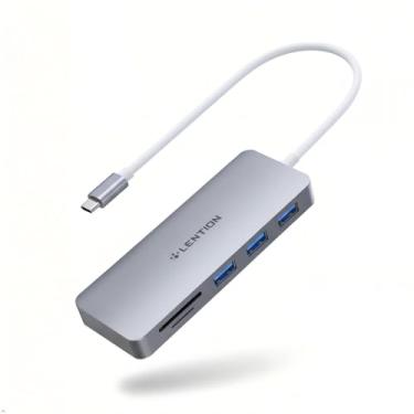 Imagem de LENTION USB C Hub com 3 USB 3.0 e Leitor de cartão SD/Micro SD Compatível 2023-2016 MacBook Pro, Novo Mac Air/iPad Pro/Surface, Mais, Adaptador Type-C Certificado de Driver Estável (CB-C15, Cinza)