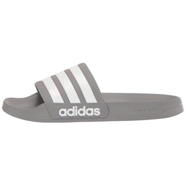 Imagem de adidas Sandália de chuveiro Adilette para adultos unissex, Cinza/branco/cinza, 5 Women/4 Men