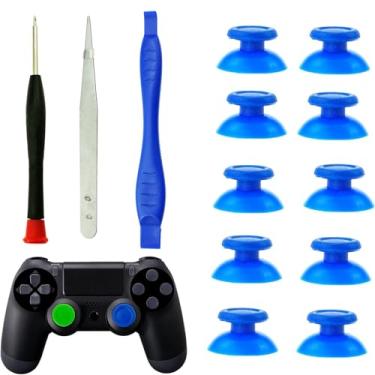 Imagem de CDHKOZ 10PCS Replacement Kits Analog Joystick Thumb Stick Thumbsticks for PlayStation 4 PS4 Slim Pro Controller (Blue)