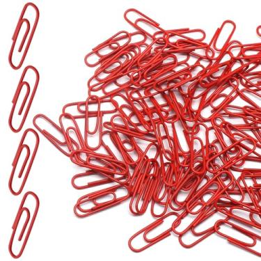 Imagem de Luomorgo 120 clipes de papel vermelhos - clipes de papel de metal revestidos de vinil de 28 mm para escritório, escola, casa, marcador de página e organizador de documentos