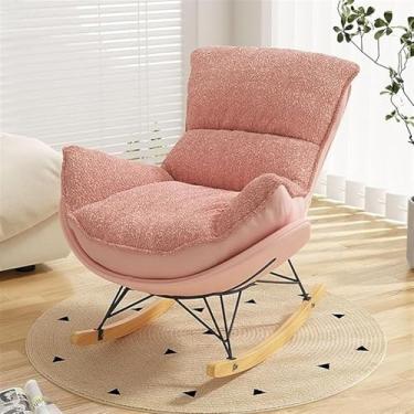 Imagem de FENOKD Cadeira de balanço moderna de veludo confortável estofada com almofada grossa para ler e cochilar móveis elegantes para sala de estar (tamanho único)