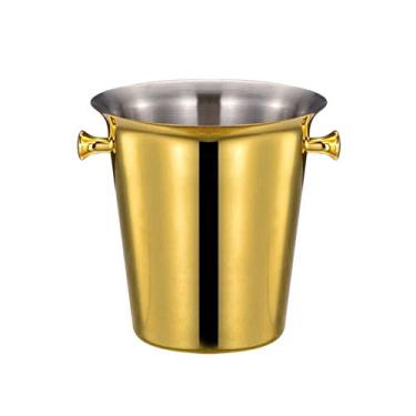 Imagem de Balde de gelo, balde de gelo, balde de champanhe europeu de aço inoxidável dourado grande balde de gelo balde de gelo balde de vinho