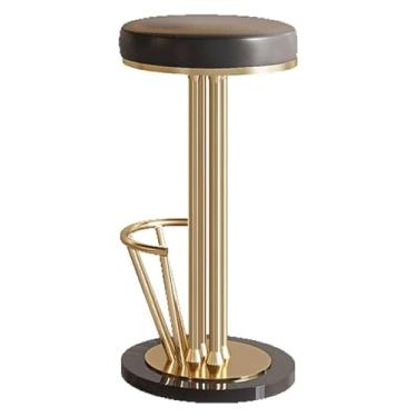 Imagem de Banqueta para pés, banquetas de bar altamente ergonômicas, com base estável, cadeira alta de couro de microfibra banhada a ouro de aço inoxidável, banco com bancos de encosto para casa