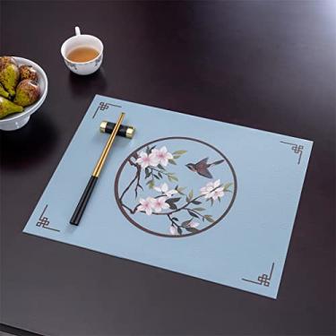 Imagem de 2 peças de jogo americano estilo chinês tapetes de mesa de jantar tigela tapete de copo padrão cozinha jogo americano decoração de casa (cor: C Tamanho: 30 * 40 cm) (A 30 * 40 cm)