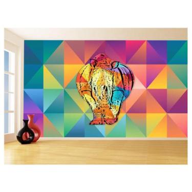 Imagem de Papel De Parede 3D Animais Pop Art Rinoceronte 3,5M Pxa512 - Você Deco
