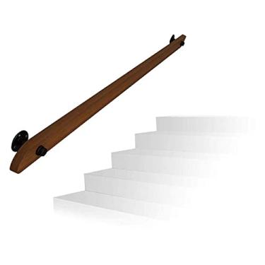 Imagem de Corrimão profissional de escada de madeira antiderrapante, grades internas montadas na parede, varões de suporte de corredor para idosos (1 pés-6 m) (tamanho: 3,7 m)